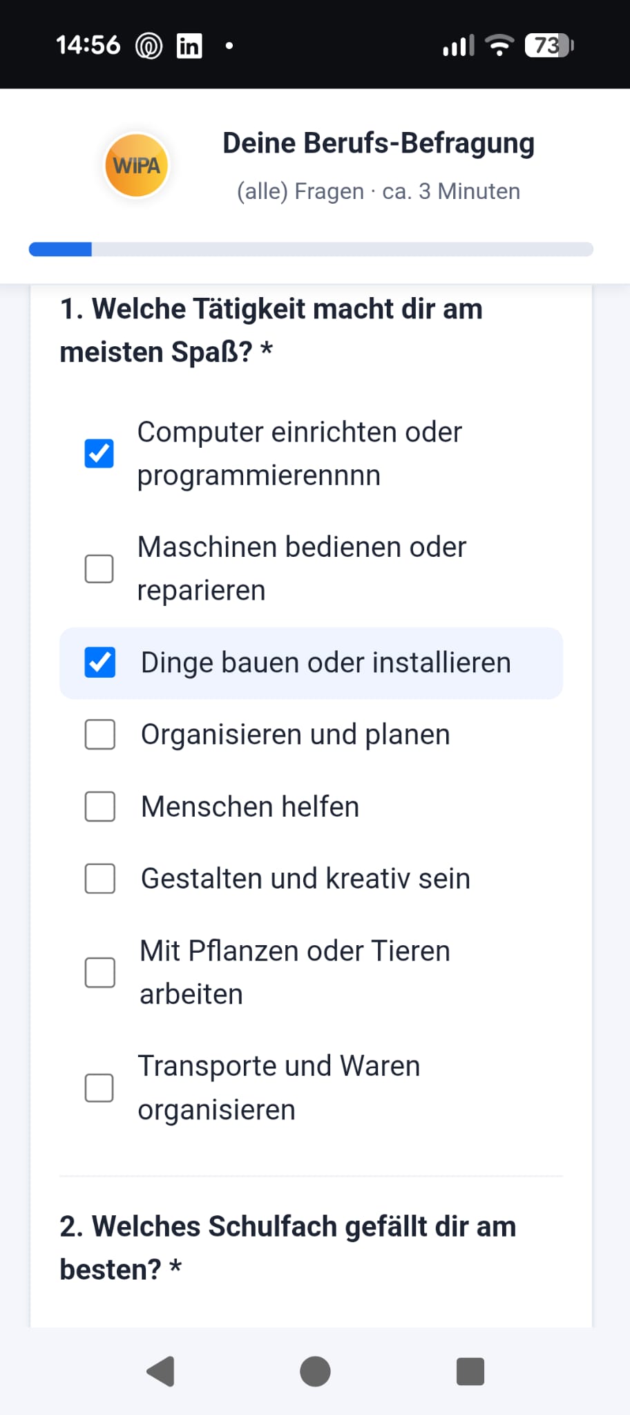 Fragen-Ansicht